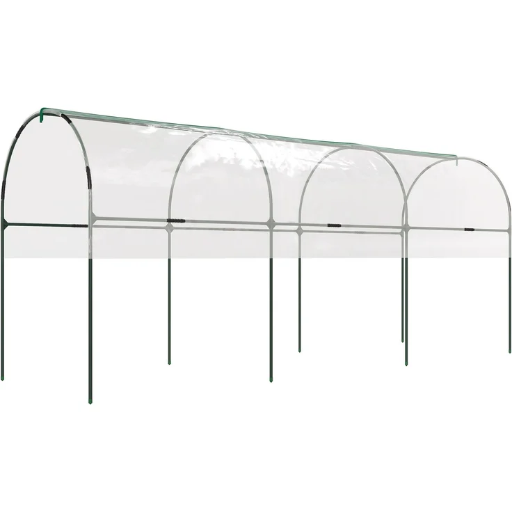 Wohnora-Gartengewächshaus, Tomatengewächshaus, 4 Stahlbögen, PVC-Abdeckung, 4 x 1,2 x 1,7 m, grün,H 1700cm x T 1150cm x B 1200cm,Transparent – Bild 3