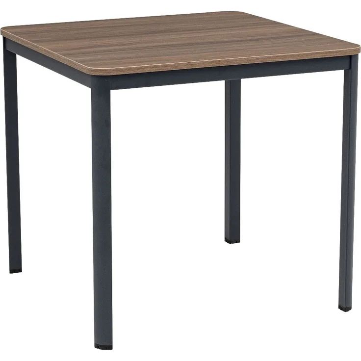 furni24 Schreibtisch D-Profil Nova 80 x 80 x 75 cm, Nussbaum, Einfache Montage, Arbeitstisch, Bürotisch, Küchentisch, Esstisch, Druckertisch Büro-Möbel Computertisch Gaming-Tisch Mehrzwecktisch