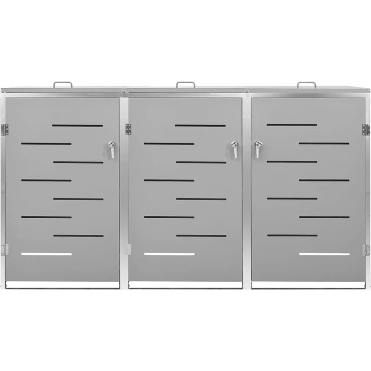 vidaXL Mülltonnenbox für 3 Tonnen 207x77,5x115 cm Edelstahl 149560 – Bild 9
