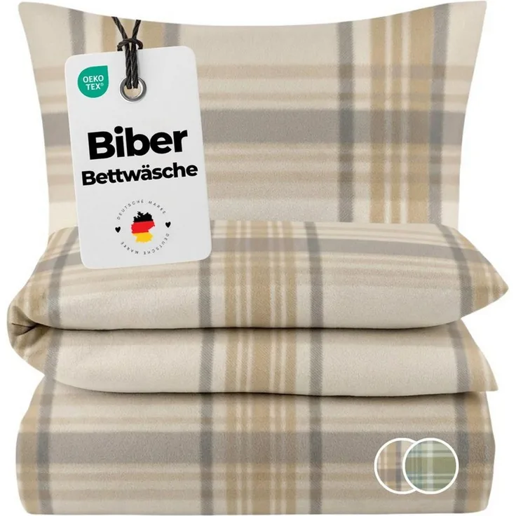 Carpe Sonno Bettwäsche Biber Warme Bettwäsche Winter Flanell Kariert Baumwolle 135x200, Biber, 2 teilig, Kuschelige Biberbettwäsche - Feinbiber - Reißverschluss - 135x200 cm
