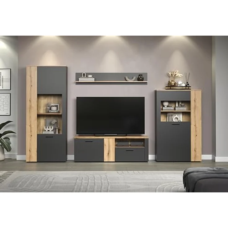 Wohnwand Esteban in grau und Eiche Evoke 340 cm – Bild 8