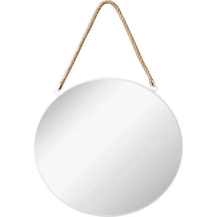 Provance Dekospiegel Runder Spiegel Wand- Badezimmer- Spiegel Weiß 43cm Ø Kordel Glas – Bild 1