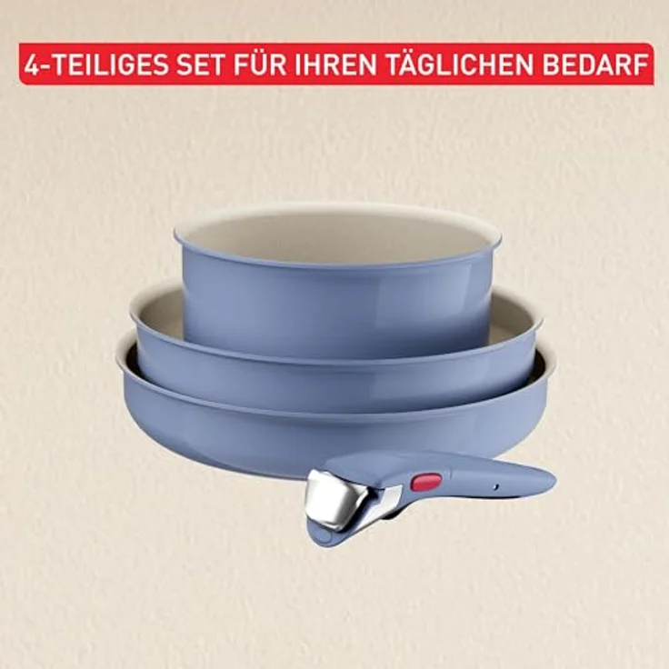 Tefal Ingenio Serenity Kochgeschirr-Set 4-teilig, Mineralia Antihaftversiegelung, platzsparend, stapelbar, für alle Herdarten, spülmaschinengeeignet, Blue Salt, L8294S04 – Bild 8