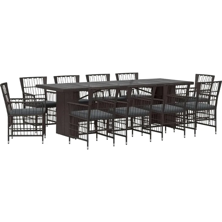 vidaXL Outdoor-Essgruppe 11 stk. Schwarz Poly-Rattan 3448945