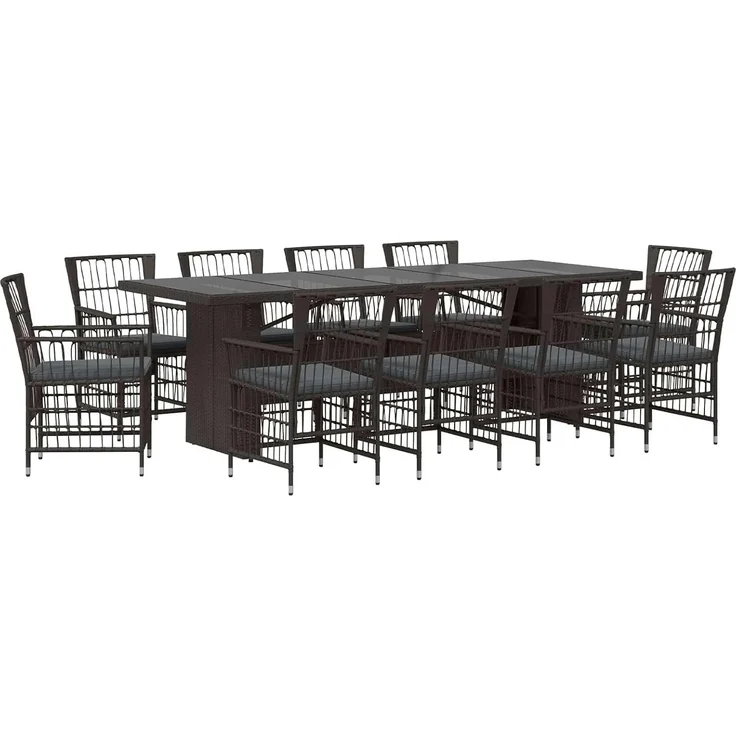 vidaXL Outdoor-Essgruppe 11 stk. Schwarz Poly-Rattan 3448945 – Bild 1