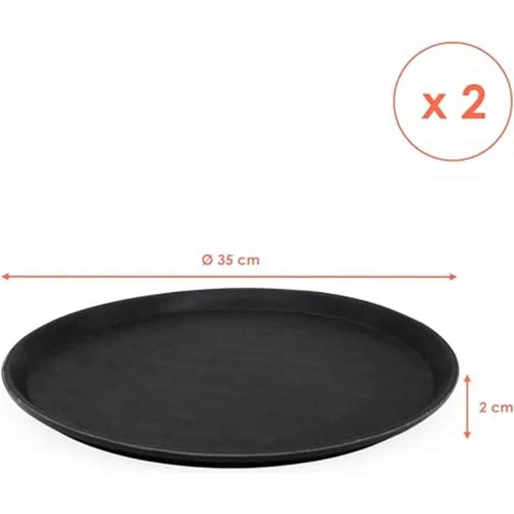 Spetebo Tablett 2er Set Serviertablett rutschfest rund 35 cm schwarz wiederverwendbar, Kunststoff, (Anzahl, 1-tlg, Set), wiederverwendbar – Bild 2