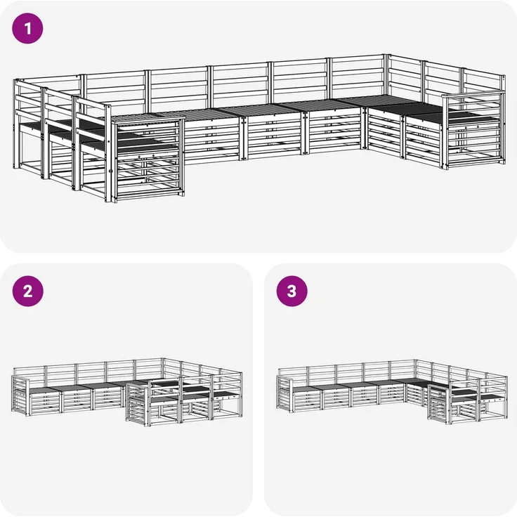 vidaXL Outdoor-Sofagarnitur 10 stk. 10-Sitzer Weiß Massivholz Akazie 3392594 – Bild 7