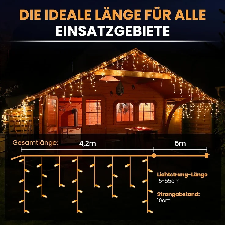 Gartenpirat LED-Lichterkette Eisregen mit Flashing-Effekt Weihnachtsdeko für außen mit Timer – Bild 5