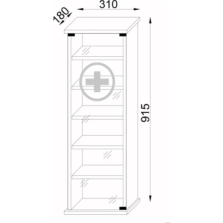 VCM Medizinschrank Gusal 916992 Weiß H. 92 x B. 31 x T. 18 cm – Bild 5
