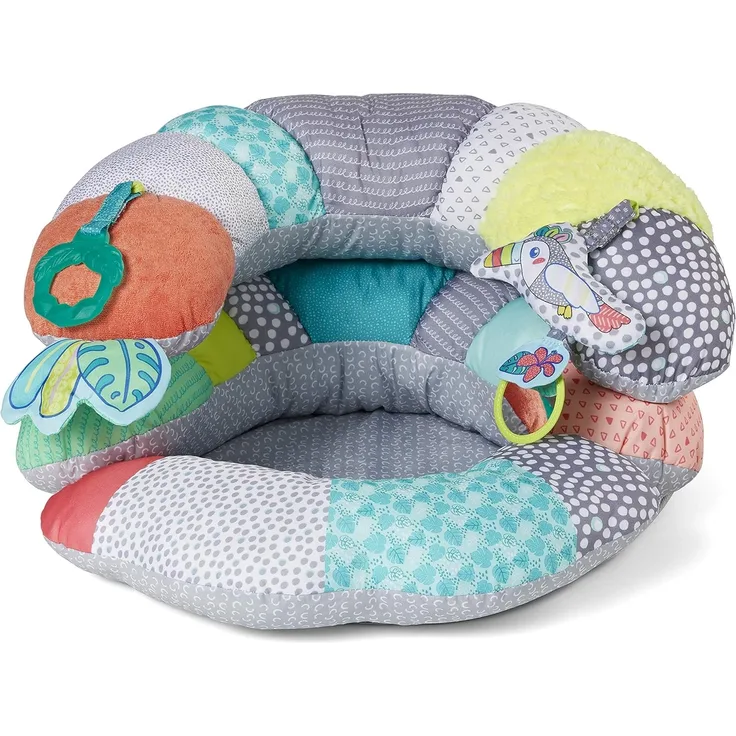 Infantino 2-in-1 Tummy Time & Stützkissen für Babys – als Spielkissen in Bauchlage nutzbar, Kissenunterstützung für Babys ab 0 Monaten, abnehmbares Stützkissen und Spielzeug