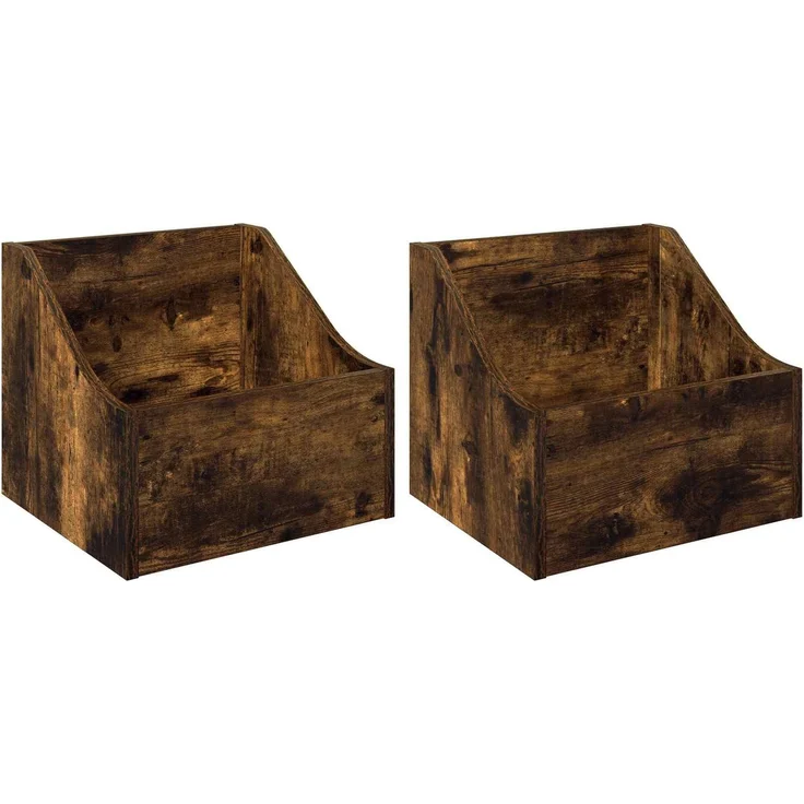vidaXL LP Plattenbox 2 stk. Räuchereiche 37 x 33 x 32 cm Holzwerkstoff 8012771 – Bild 2