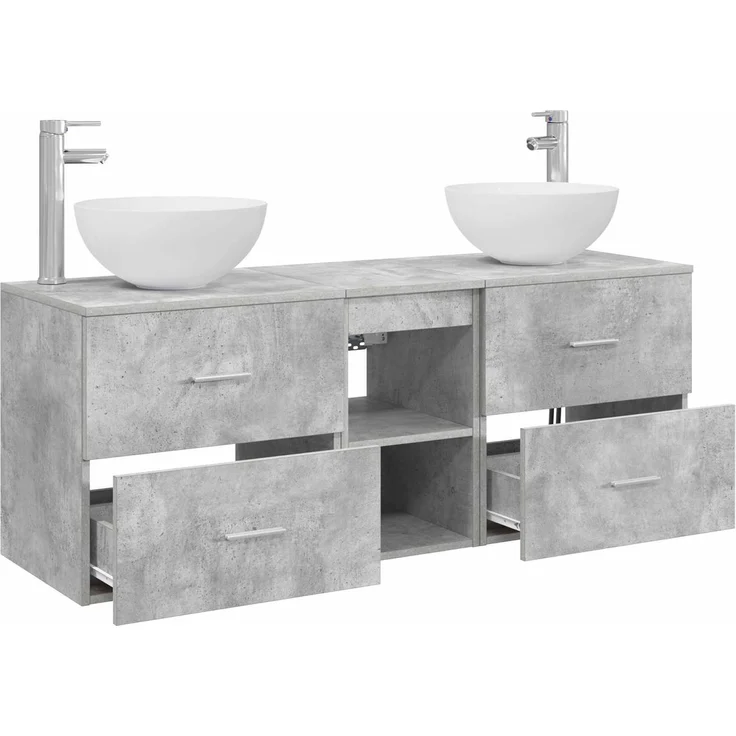 vidaXL Badezimmerschrank-Set 3 stk. Betongrau 129 x 35 x 80 cm 3405790 – Bild 4