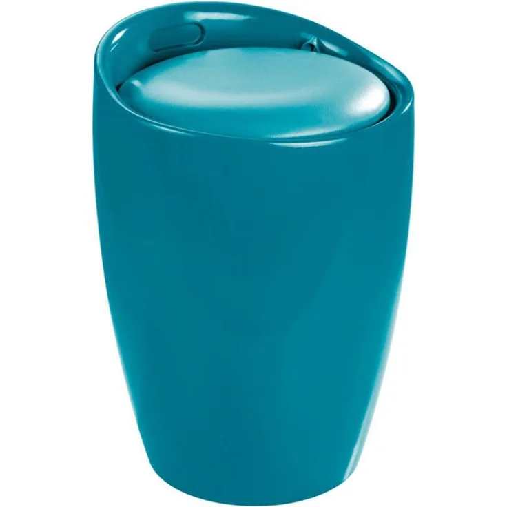 CANDY Hocker mit Waschfach, praktischer 2 in 1 Badesitz - 20 l, Petrol, WENKO