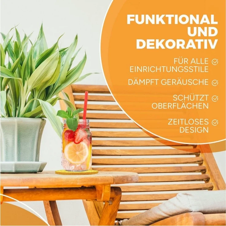 wortek Getränkeuntersetzer Filz-Untersetzer Rund für Gläser 10er Set + Box, Zubehör für Tisch & Gläser, Set, 10-tlg, waschbare Getränke Glasuntersetzer Gläser, Tischuntersetzer Filz 10 cm – Bild 3