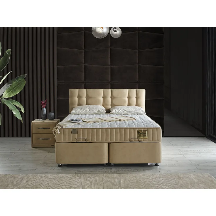 Schlafzimmer-Set "Alina" – Bett mit Bettkasten und Matratze, Nachttisch-Braun
