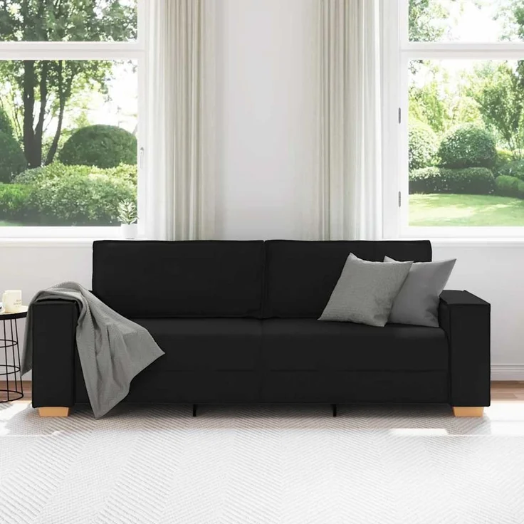 vidaXL 3-Sitzer-Sofa Schwarz 220x78x84 cm Stoff 4104992 – Bild 2