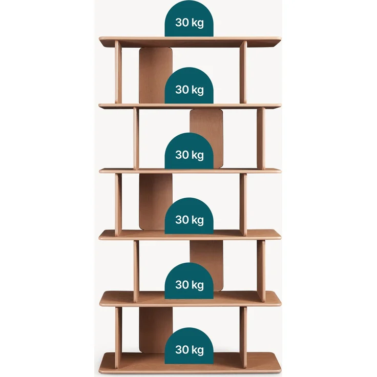 Bücherregal Gäljami 180x100x35 cm Walnussoptik [en. casa] – Bild 6