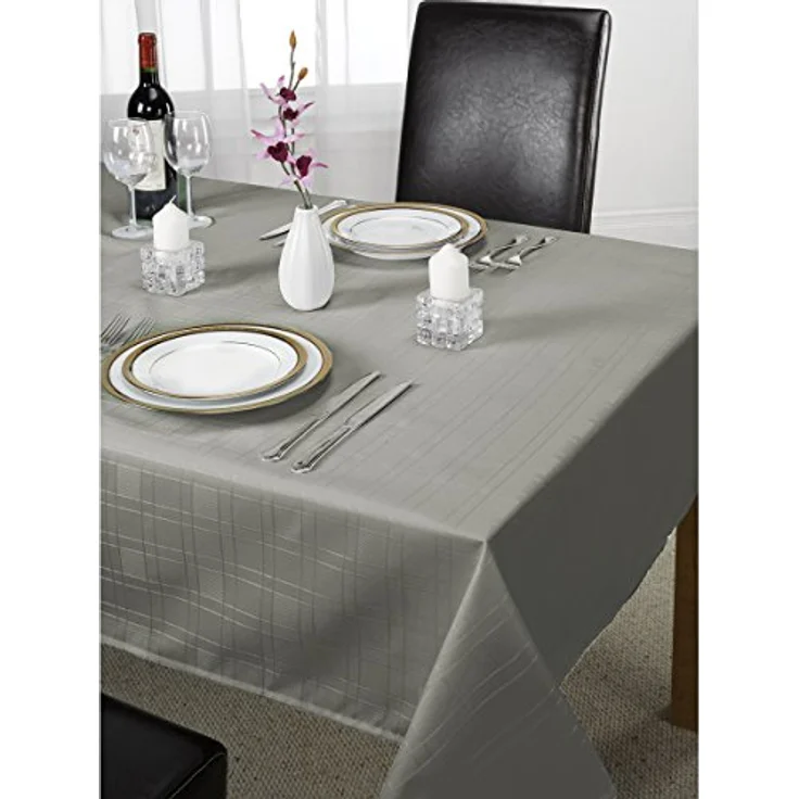 Emma Barclay Tischdecke, kariert, Polyester, silberfarben, 274x178 cm – Bild 2