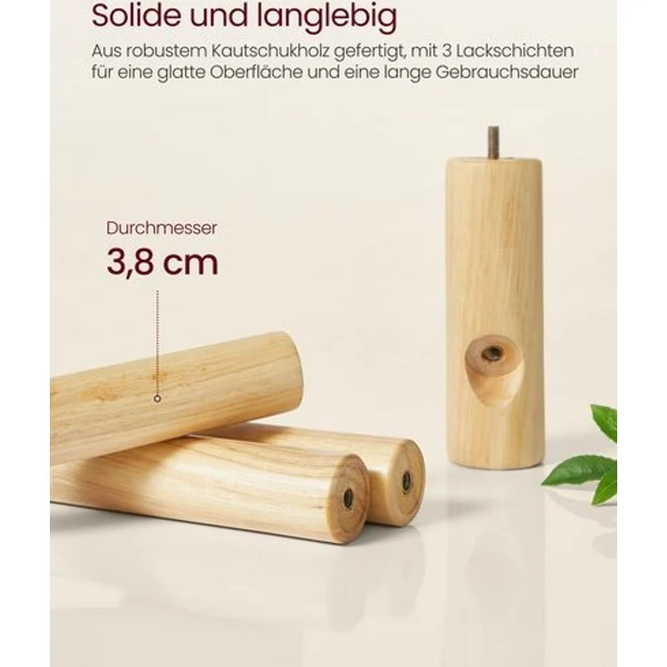 VASAGLE Garderobenständer, Kleiderständer aus Massivholz, Garderobe in Baumform, 8 Haken, 3 verstellbare Höhen, für Kleidung Hut Tasche, Wohnzimmer Schlafzimmer Büro, pastellrosa – Bild 3