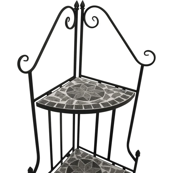 DEGAMO SIENA Eckregal, Metall + Mosaik, schwarz/grau, drei Ebenen 142cm – Bild 4