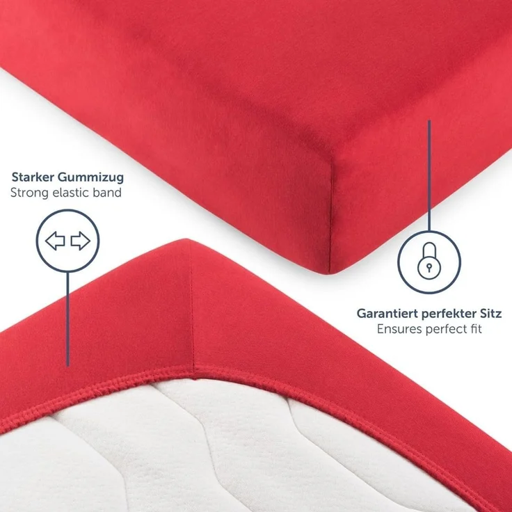 Blumtal Basics Spannbettlaken - Baumwolle - Oeko-TEX zertifiziertes Spannbetttuch - Matratzenbezug - Leintuch - Bettbezug - Rot 140x200 cm – Bild 4