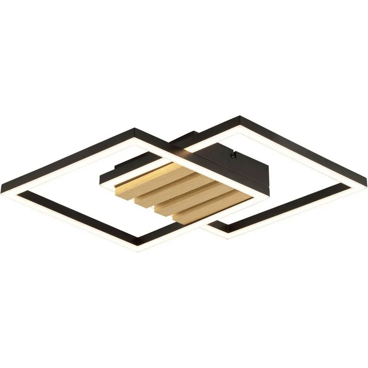 Brilliant LED Deckenleuchte Kaleo, LED fest integriert, Warmweiß, 37,5 x 37,5 cm, 3400 lm, 3000K, schwarz, Holzdekor – Bild 2
