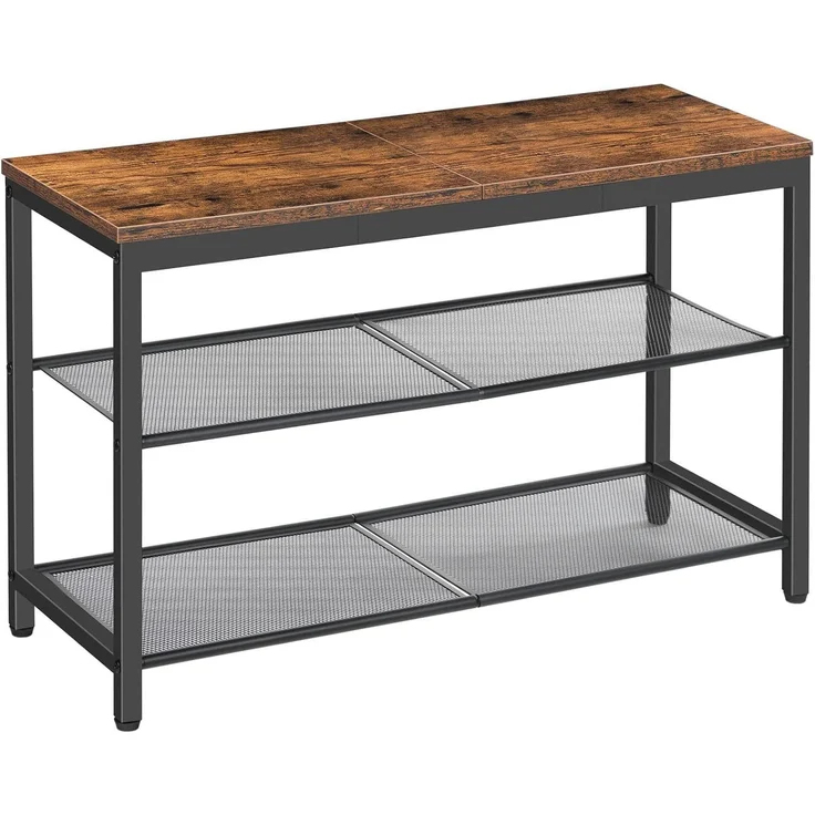 Hoobro SCHUHREAL BRAUN Holzspanplatte Aufbewahrungsbank (H 48.5 x T 75 x B 28.5 cm) – Bild 1