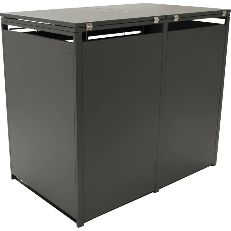 DEGAMO KÖLN Mülltonnenbox 2-er, Stahl verzinkt, anthrazit, 115x62x102cm für 2x kleine Tonne 120 Liter – Bild 3