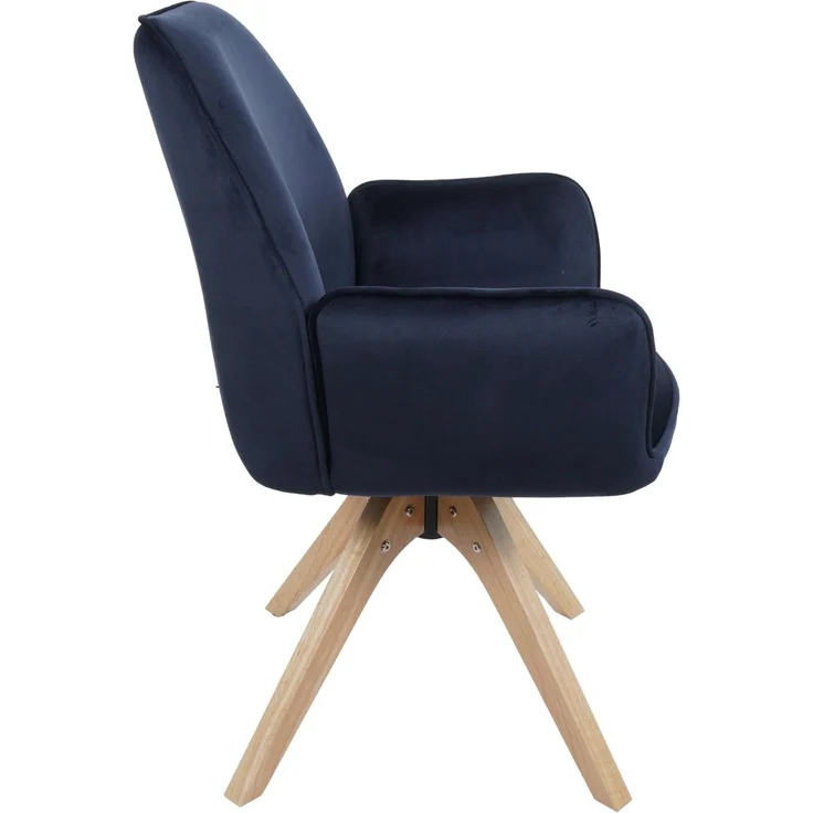 6er-Set Esszimmerstuhl HWC-G67, Esstischstuhl Küchenstuhl mit Armlehne, drehbar Holz Samt 320 g/m² MVG ~ anthrazit-blau – Bild 8