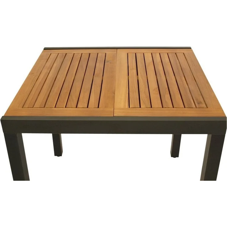DEGAMO Gartentisch Balkontisch ausziehbar Vicenza 80/120x70 cm, Aluminium anthrazit + Akazienholz geölt, Outdoor, FSC®-Zertifiziert – Bild 3