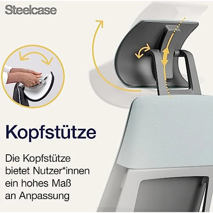 Steelcase Gesture Bürostuhl mit Bezug in Sturmhorizont mit Kopfstütze – Bild 9