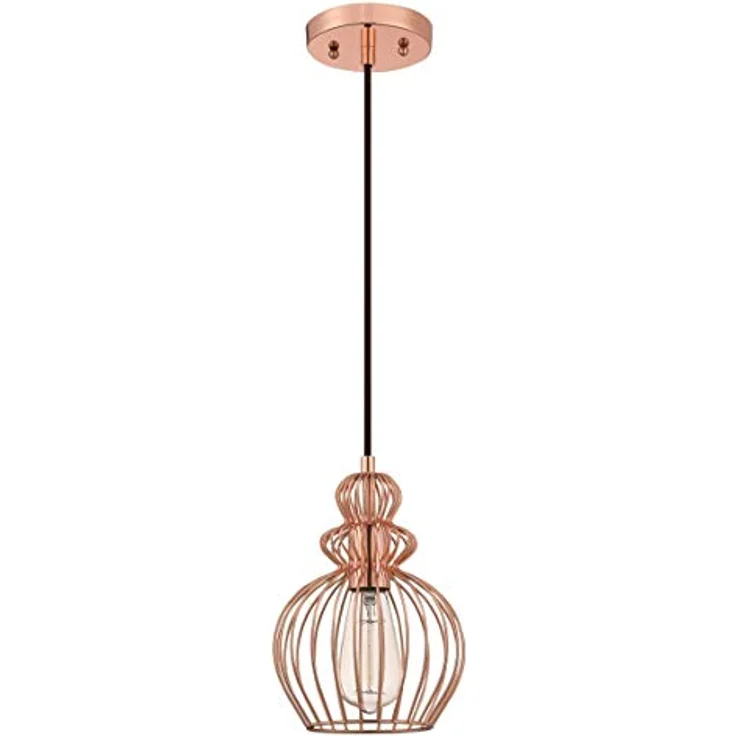 Westinghouse Pendelleuchte Käfig Kupfer mit 1 Lampe, einflammige Hängelampe, verstellbares Kabel, Vintage-Design – Bild 2