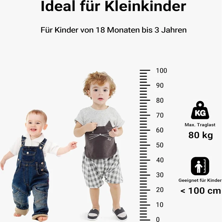 Toboli Kinderstuhl Lernturm aus Bambus, BxTxH 46 x 46 x 89 cm mit Geländer, Schutzstab, Lernstuhl für Kinder, Braun – Bild 4