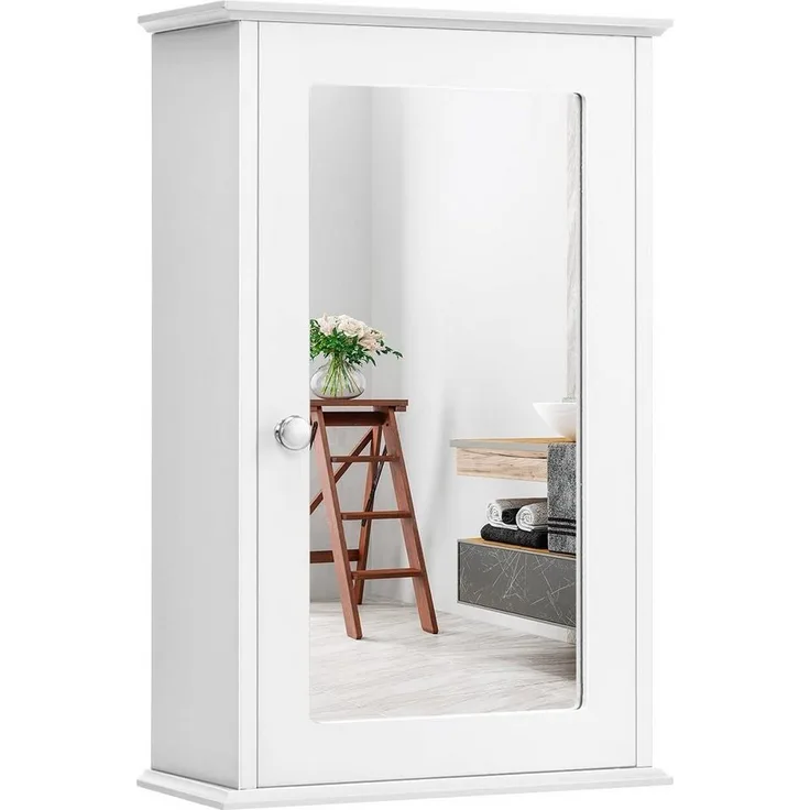 KOMFOTTEU Spiegelschrank mit Verstellbarer Ablage 34 x 15 x 53 cm