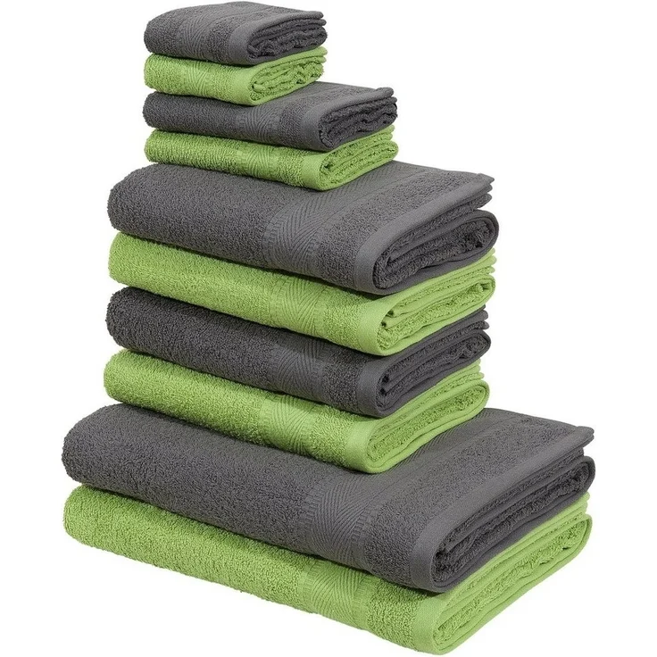 my home Handtuch Set Afri, Duschtücher, Handtücher, Gästetücher, Seiftücher, Walkfrottee (Set, 10-St), zweifarbig, 100% Baumwolle, weich, mit Bordüre – Bild 1