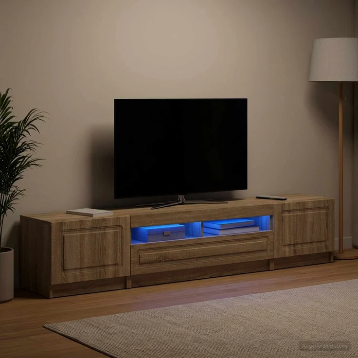vidaXL LED-TV-Schrank UTRECHT 3 stk. Sonoma-Eiche Holzwerkstoff 3417001 – Bild 3