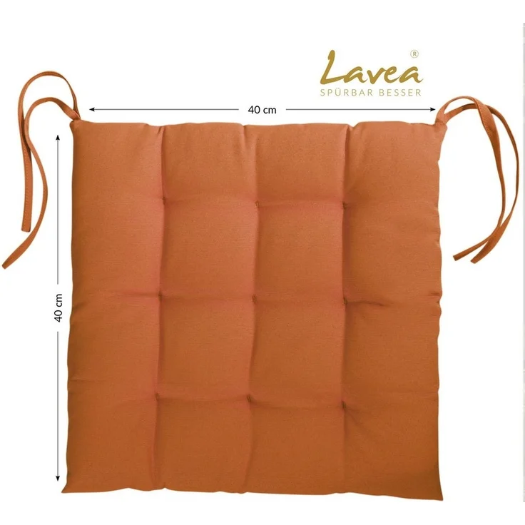 Lavea Stuhlkissen MONACO - weich gepolsterten Sitzkissen Set (4er & 8er), 40x40x3 cm, mit Stoffbändern, Indoor & Outdoor, für Garten & Balkon – Bild 3