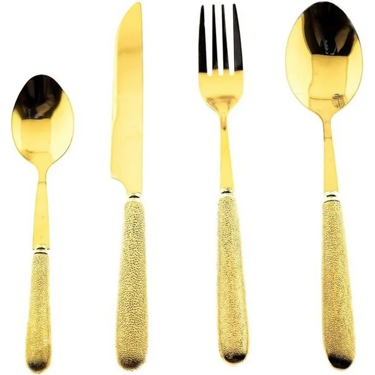 24-Teilig Besteckset mit Ständer 18/10 Edelstahl Gabel Messer Löffel Essgeschirr Keramik DS008