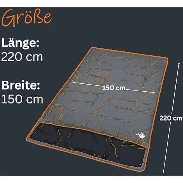 yourGEAR Doppeldeckenschlafsack your GEAR 2 Mann Schlafsack Marin -7°C Deckenschlafsack 220x150 – Bild 2