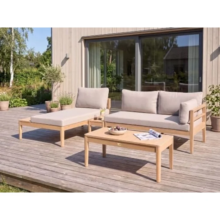 Lounge Set mit Tisch 3-Sitzer TALLA Akazienholz Hellbraun – Bild 2