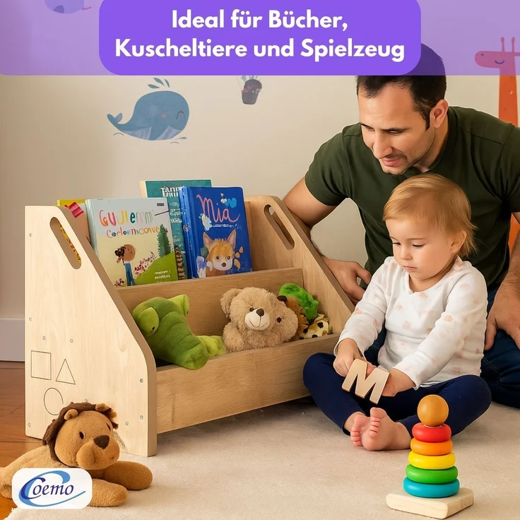 Mein-Regal Bücherbox DOOWY Bücherregal Aufbewahrungsbox MDF Eiche natur 60x24x33 cm – Bild 6