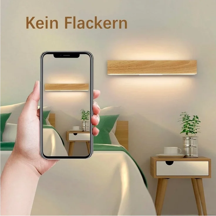 Nettlife LED Wandleuchte Holz 3000K warm weiße Wandbeleuchtung, Drehbar 330 °, LED fest integriert, Warmweiß, Wohnzimmer Schlafzimmer Flur Treppenhaus – Bild 3