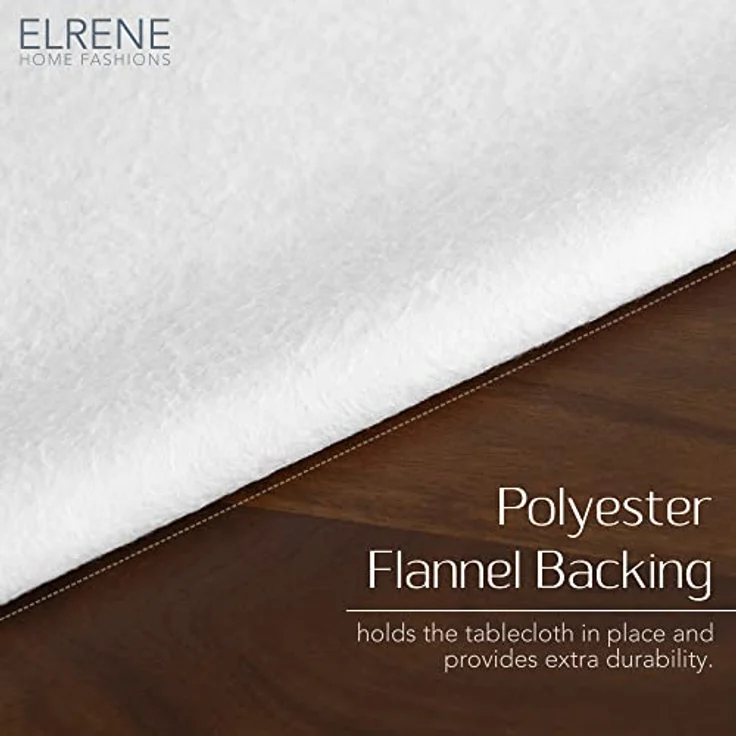 Elrene Home Fashions Monterey Leinen-inspirierte Tischdecke aus Vinyl, Wasser- und schmutzabweisend, mit Flanellrückseite, 132,1 x 132,1 cm, quadratisch, Grau – Bild 3