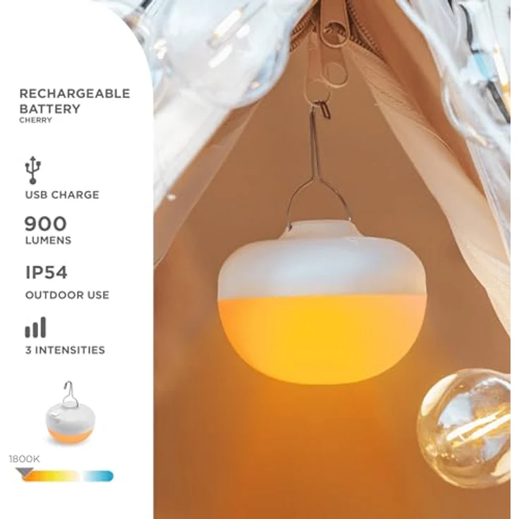 newgarden Cherry Tragbare Leuchte, Multifunktionale Campinglampe mit 900 Lumen, inkl. Fernbedienung und Magnetfuß – Bild 2