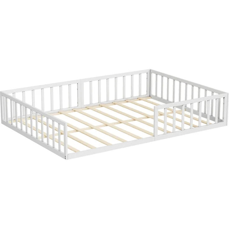 Bodenbett aus Metall Minno Weiß 205 x 145 cm ohne Matratze Vitalispa – Bild 1