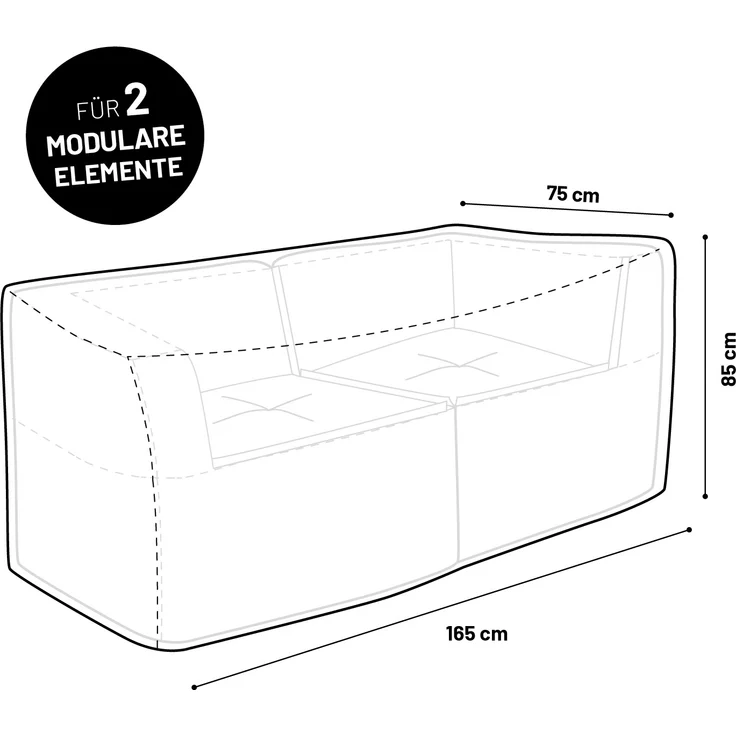 Lumaland Wetterschutzhaube für Sitzsack-Sofa Modular 165 x 85 x 75 cm grau 2x Eckteil – Bild 7