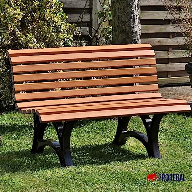 PROREGAL Gartenbank Jamaika, 2-Sitzer in Holzoptik, witterungsbeständig, UV-beständiger Kunststoff, ergonomische Rücklehne, HxBxT 80 x 120 x 64 cm – Bild 2
