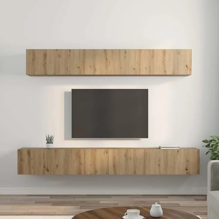 vidaXL TV-Schrankset Wandmontiert 5 pcs Artisan-Eiche Holzwerkstoff 3393386 – Bild 3