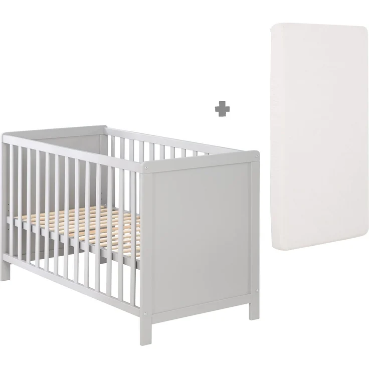 roba Beistell- & Babybett 60 x 120 - inkl. Lattenrost & Matratze - Höhenverstellbar - Taupe – Bild 1