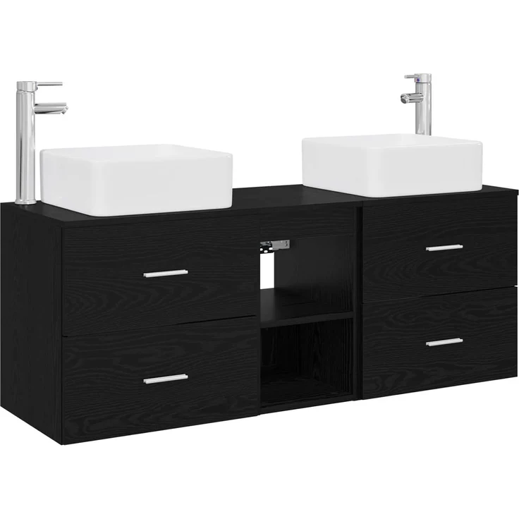 vidaXL Badezimmerschrank-Set 3 stk. Schwarze Eiche 129 x 41 x 80 cm 3405820 – Bild 2
